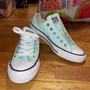 Teal Converse Low Tops